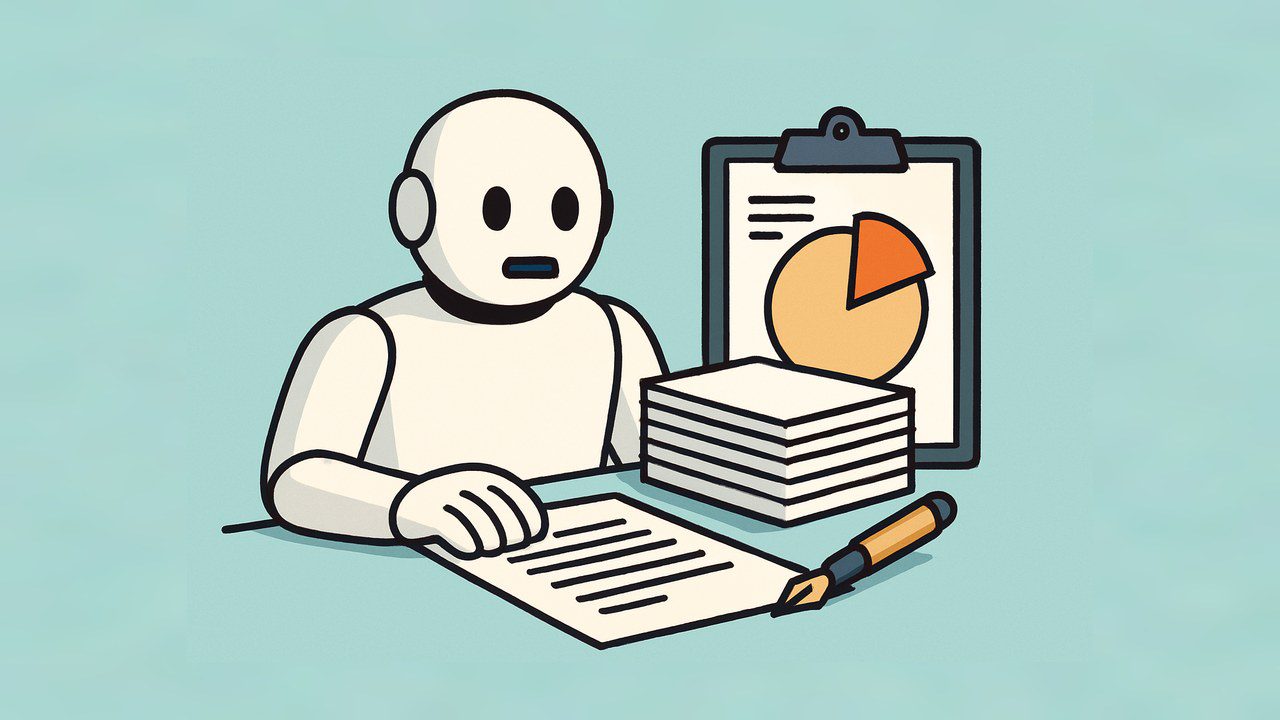 Krant met opiniepagina naast laptopscherm met zichtbaar AI-detectorresultaat